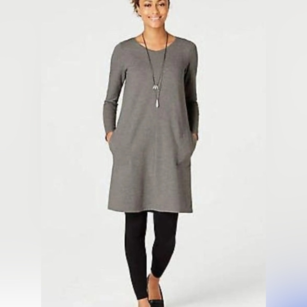 Pure Jill Gray Long Sleeve Tunic Dress